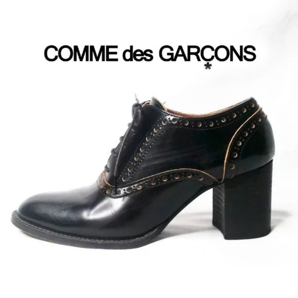Comme Des Garcons Junya Watanabe Shoes - Commes Des Garcons Shoes Junya Watanabe Black Lace Up Oxfords Chunky Heel Brogue